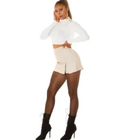 Beige tekonahkainen shortsihame