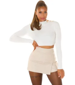 Beige tekonahkainen shortsihame