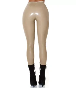 Beiget latex look housut vetoketjulla