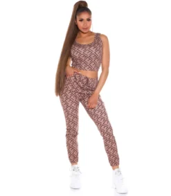 Cappuccino crop top printtikuvioinen joggerisetti