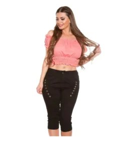 Curvy Girls Size mustat nappikoristeiset caprit
