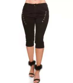 Curvy Girls Size mustat nappikoristeiset caprit