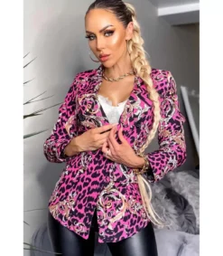 CW Asia pinkki leoprinttikuvioinen bleiseri