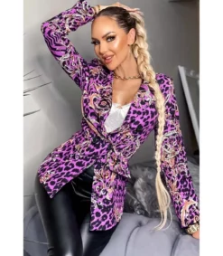 CW Asia violetti leoprinttikuvioinen bleiseri