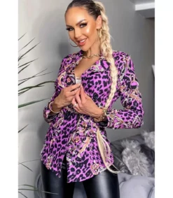 CW Asia violetti leoprinttikuvioinen bleiseri