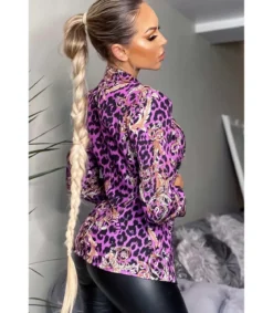 CW Asia violetti leoprinttikuvioinen bleiseri