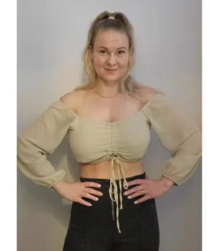 CW Cirilla beige off-shoulder latinapaita