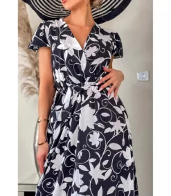 CW Debbie mustavalkoinen wrap-look v-maksimekko