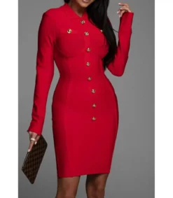CW Eliya punainen nappikoristeinen mekko