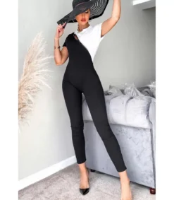 CW Sofia mustavalkoinen vetoketjullinen jumpsuit