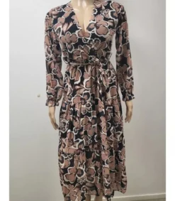 CW Viviana ruskea kuviollinen v-maksimekko