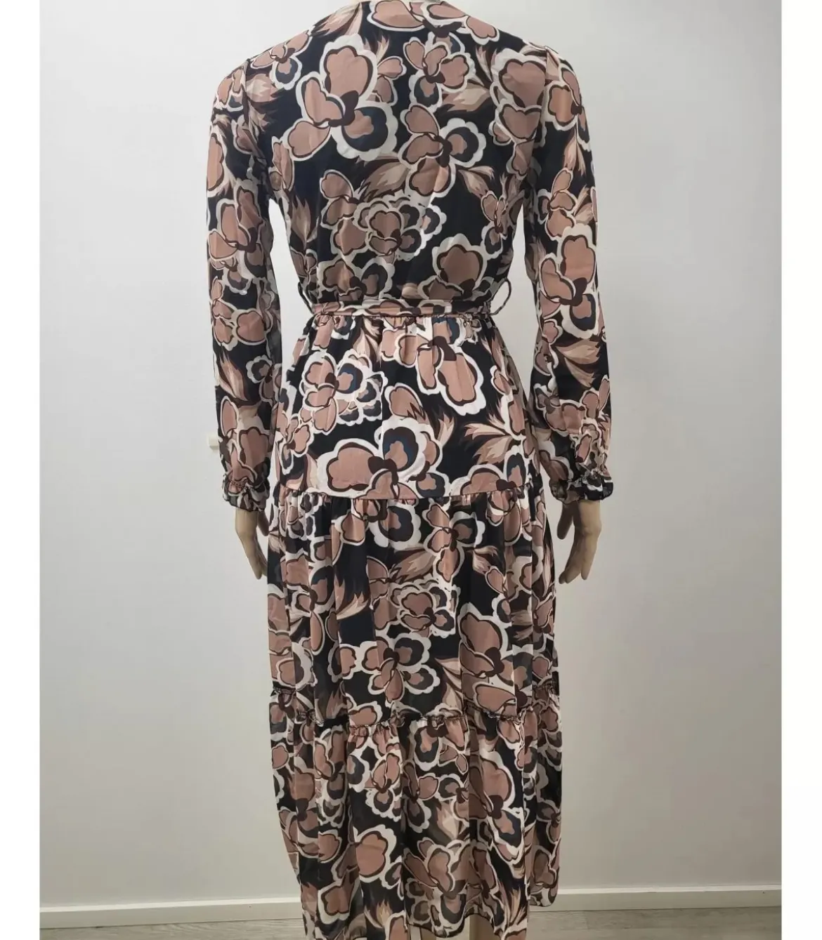 CW Viviana ruskea kuviollinen v-maksimekko