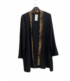 EF musta/leopardikuvioinen paitatakki (plus size)