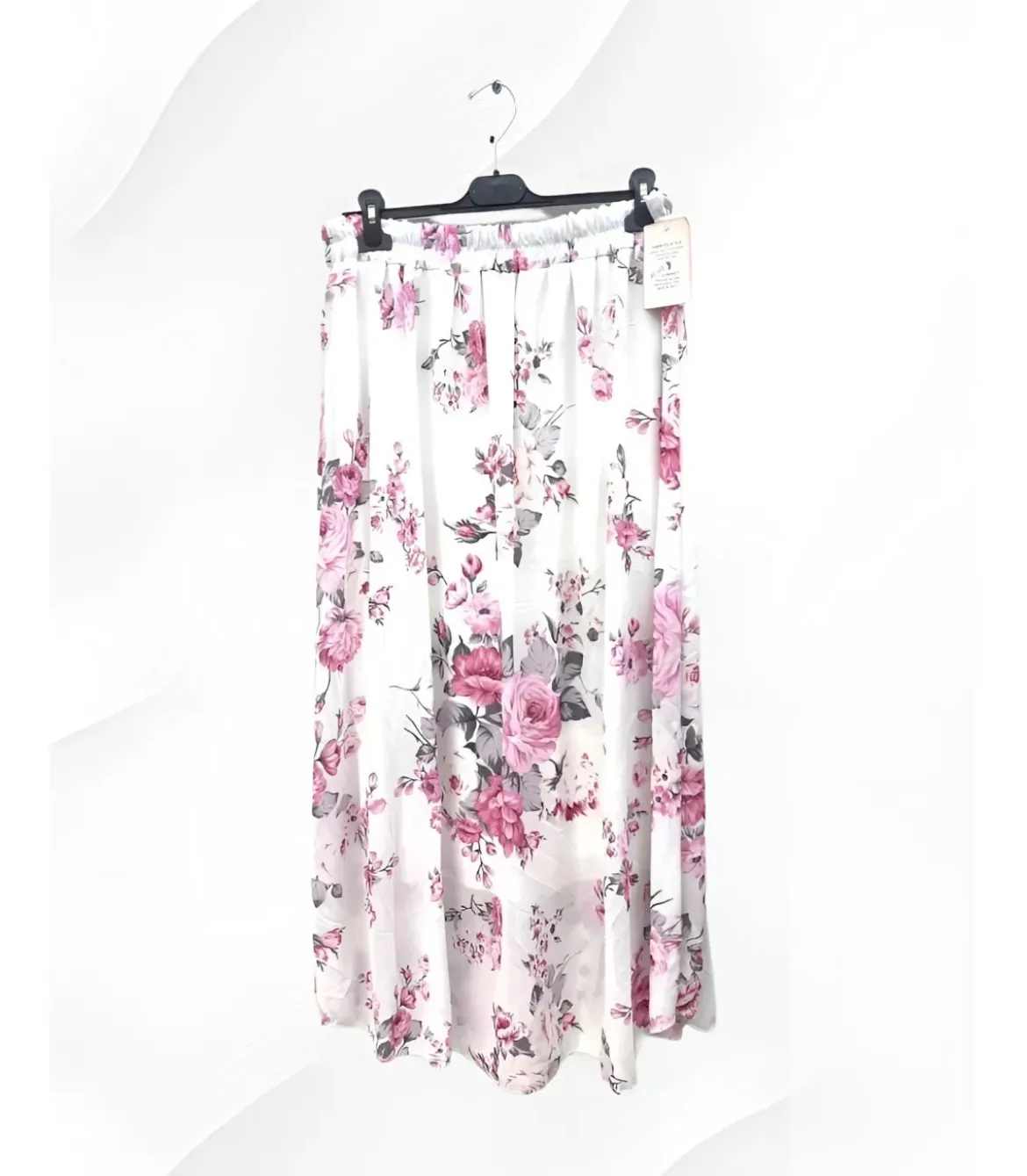 EF valkoinen kukkakuvioinen maksihame (plus size)