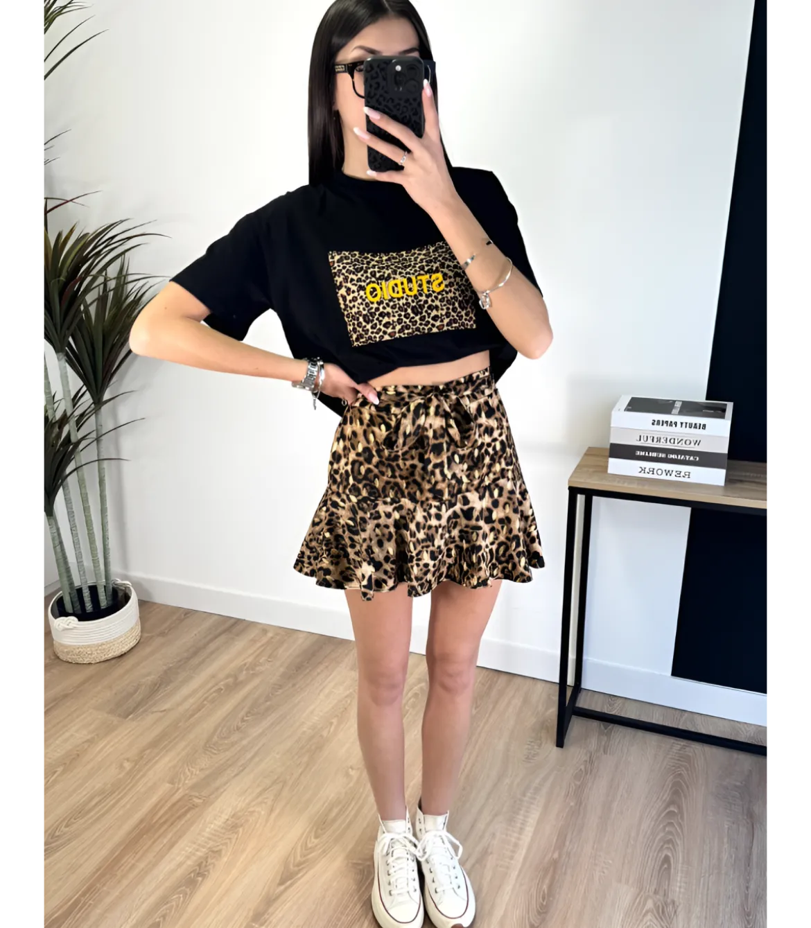 Elena Z leopardikuvioinen shortsihame