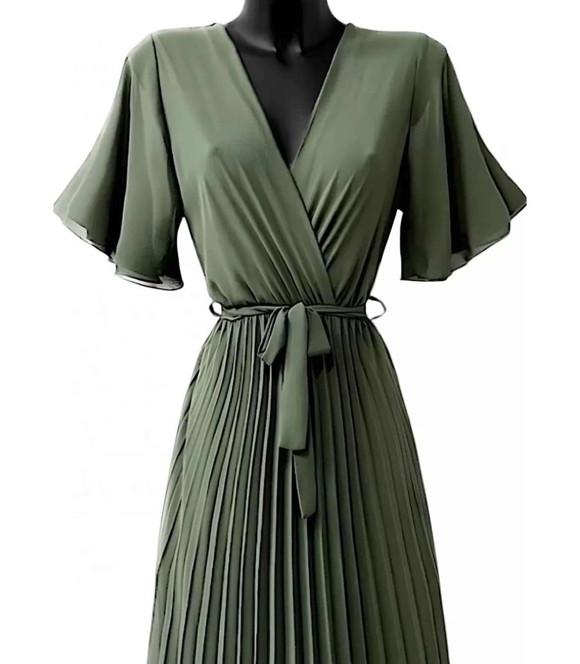 Elle Style Alita khaki pitkä vekkimekko vyöllä