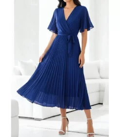Elle Style Alita sininen pitkä vekkimekko vyöllä