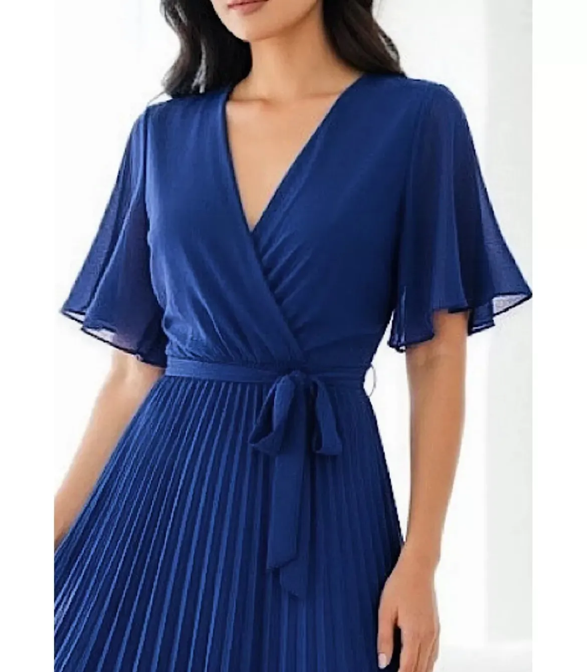 Elle Style Alita sininen pitkä vekkimekko vyöllä