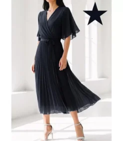 Elle Style Alita tummansininen pitkä vekkimekko vyöllä