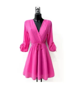 Elle Style Diane pinkki mekko vyöllä