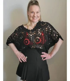 Elle Style Hena musta virkattu paita