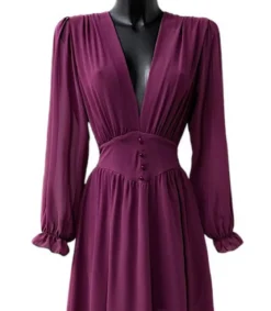 Elle Style Julietta mauve maksimekko helminapeilla