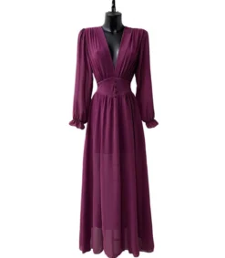 Elle Style Julietta mauve maksimekko helminapeilla