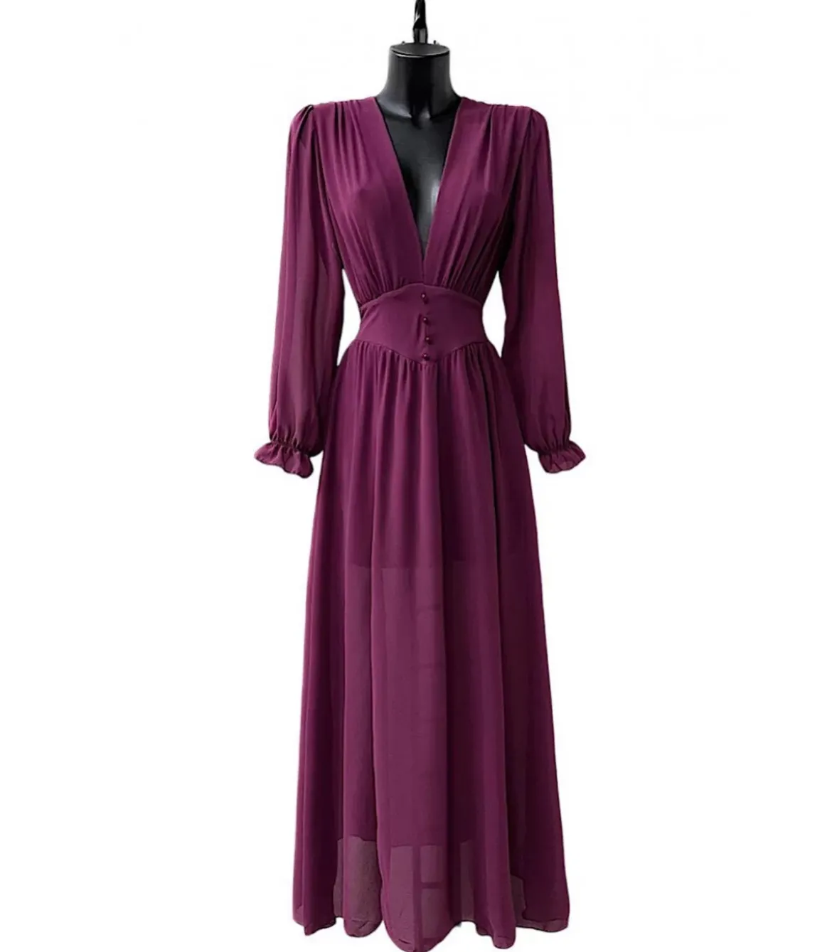 Elle Style Julietta mauve maksimekko helminapeilla