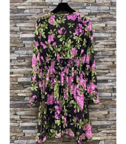 Elle Style Juliette musta kukkakuvioinen mekko helminapeilla