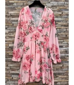 Elle Style Juliette vaaleanpunainen ruusukuvioinen mekko helminapeilla