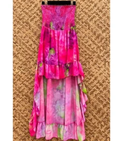 Elle Style Mady pinkki printtikuvioinen high low -mekko