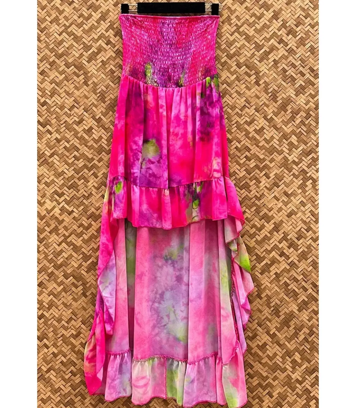 Elle Style Mady pinkki printtikuvioinen high low -mekko