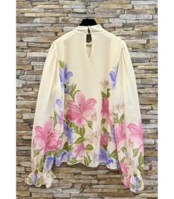 Elle Style Sylvia beige kukkakuvioinen pusero
