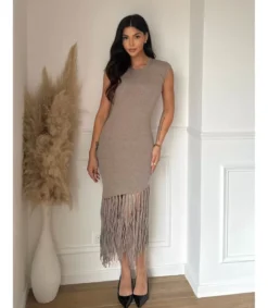 Emma Ashley beige hihaton neulemekko hapsuilla