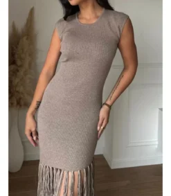 Emma Ashley beige hihaton neulemekko hapsuilla
