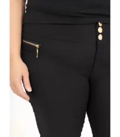 Girl Vivi mustat jeggingsit vetoketjuilla (plus size)