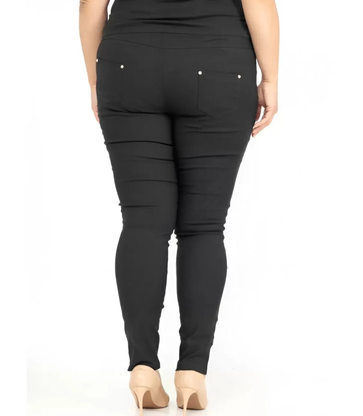 Girl Vivi mustat jeggingsit vetoketjuilla (plus size)