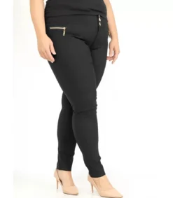 Girl Vivi mustat jeggingsit vetoketjuilla (plus size)