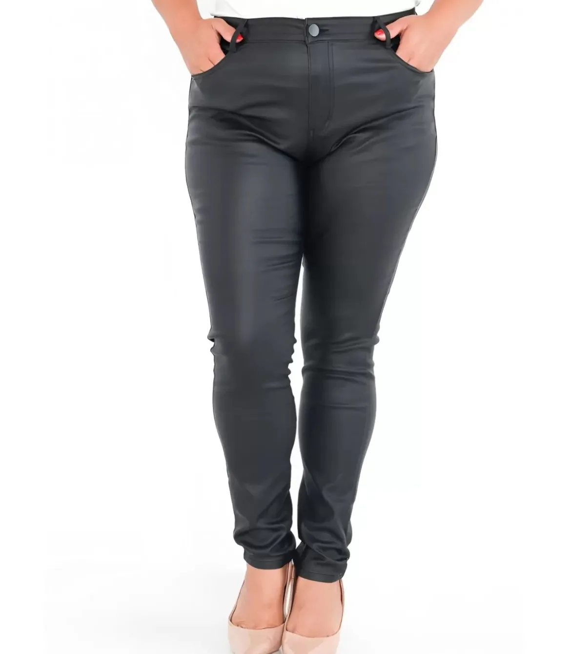 G-smack mustat tekonahkahousut (plus size)