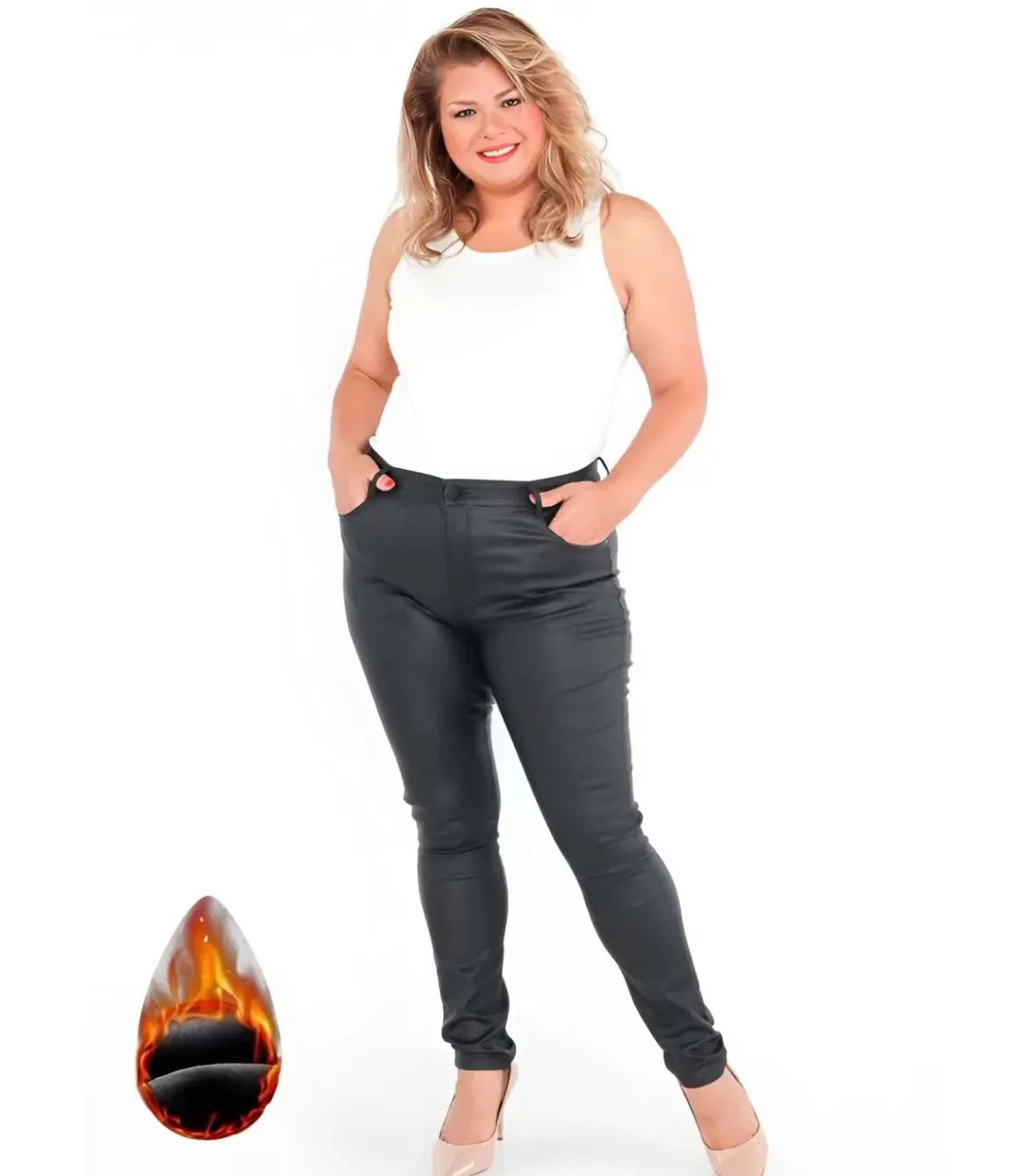 G-smack mustat tekonahkahousut (plus size)