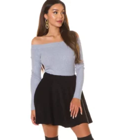 Harmaa basic off-shoulder neule
