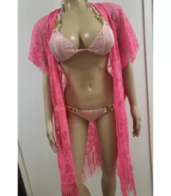 Heart pinkki pitsikimono hapsuilla