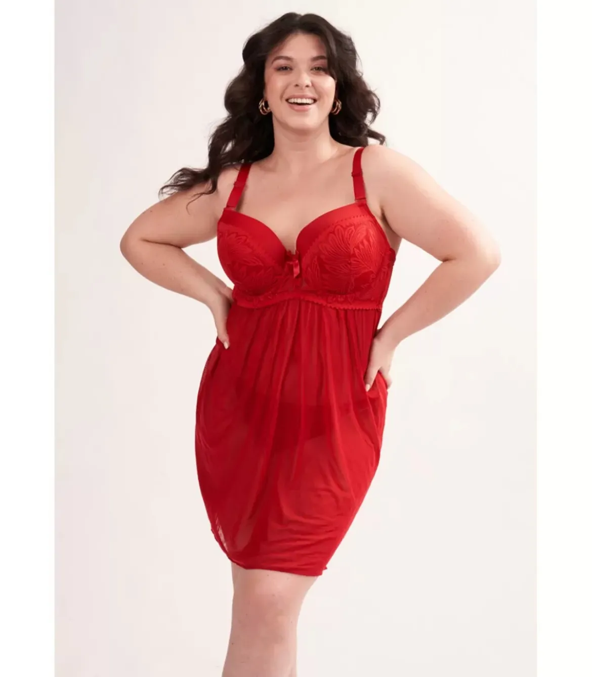 H Nathalie punainen plus size babydoll