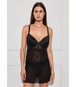 Inoo musta plus size babydoll pitsillä