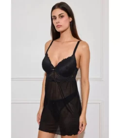 Inoo musta plus size babydoll pitsillä
