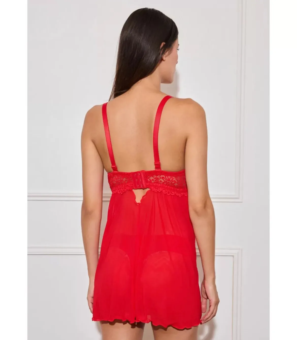 Inoo punainen plus size babydoll pitsillä