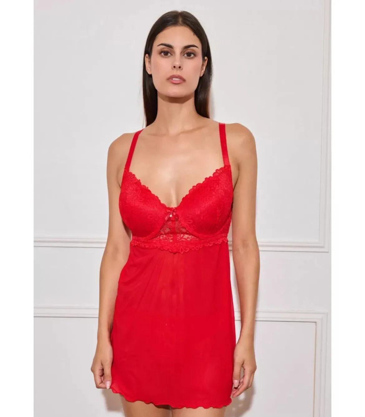 Inoo punainen plus size babydoll pitsillä