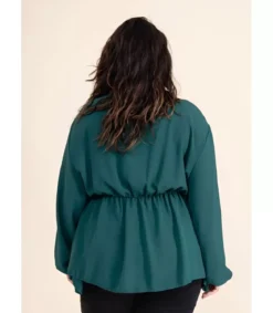 Kazaka amazon pitkähihainen wrap-look v-paita (plus size)