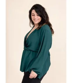 Kazaka amazon pitkähihainen wrap-look v-paita (plus size)