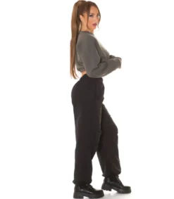 Khaki crop collegepaita nauhoilla